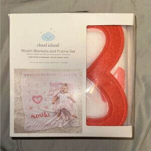 Muslin Blankets with Felt Frame Dots - Cloud Island Pink